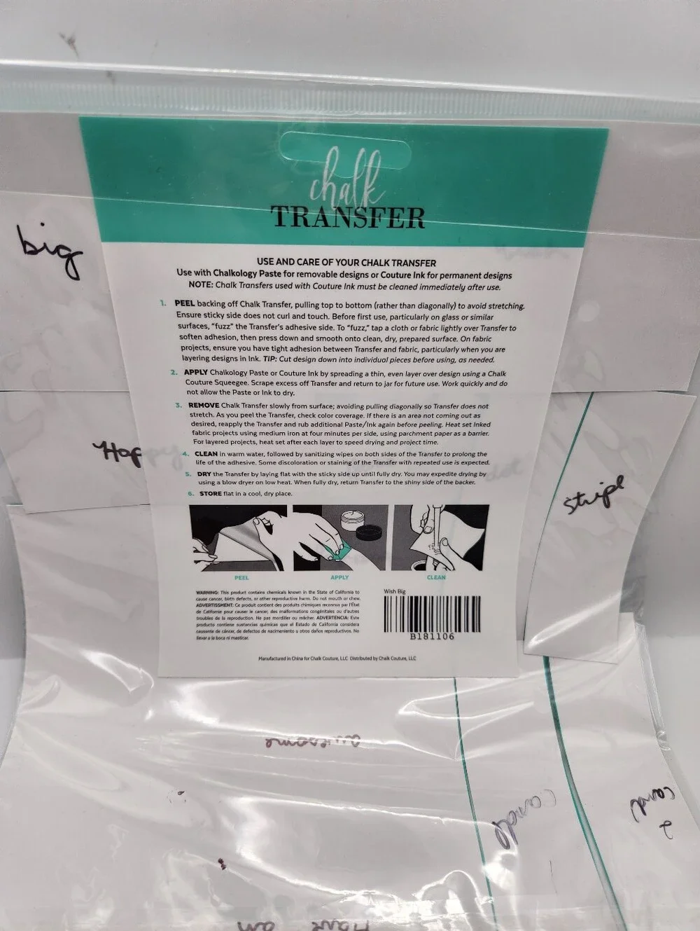 Lot Of 3 Chalk Couture Transfers, 8.5